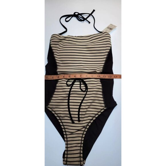ROBIN PICCONE One Piece Swimsuit Black Size 8 Striped New - Picture 10 of 10